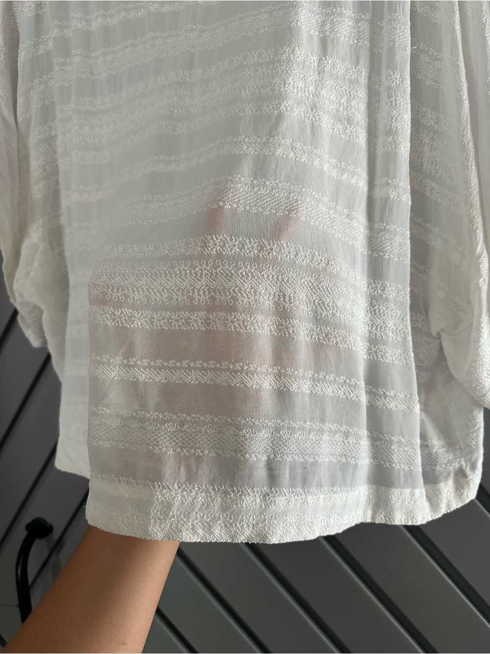 Wilfred White Boxy Sheer Stripe Blouse - Picture 4 of 4